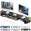 Picture of gianotter Dual Monitor Stand Riser, Desk Organizer With Drawer and 2 Pen Holders, Desk Accessories & Workspace Organizers, Laptop Stand, Office Decor Essentials, Balck