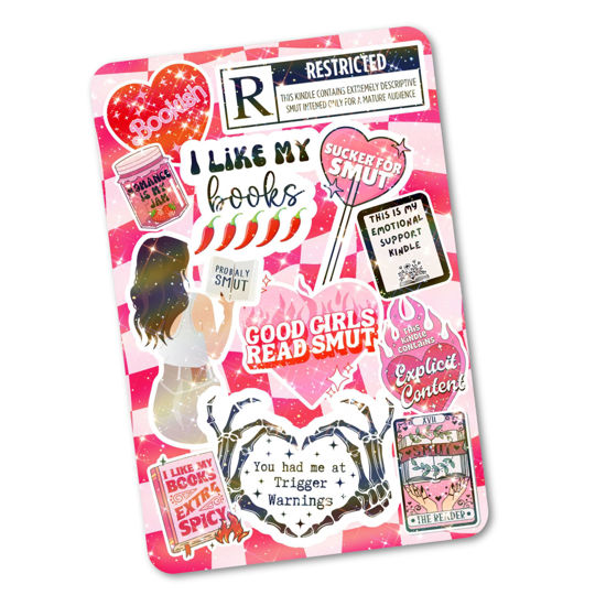 Picture of Clear Back Cover Insert for Kindle Paperwhite | Bookish Card Insert for E Reader | Cardstock Paper Insert for 11th generation 6.8" | Booktok Spicy Smut Sticker Case Insert | Smutty Romance Book Gifts