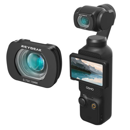 Picture of REYGEAK for OSMO Pocket 3 Wide Angle Lens, Multi-Coated Wide Angle Lens for DJI Pocket 3 Accessories Protection Action Camera Lens(Magnetic Aluminum Version)