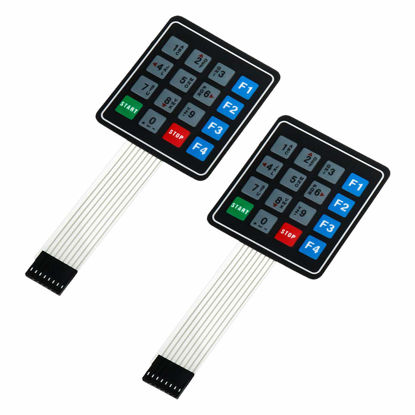 Picture of Xiaoyztan 16-Key Matrix Membrane Switch, 4 x 4 Universal Array Keypad with 8 Pin 2.54mm Pitch Female Connector, Pack of 2 Pcs
