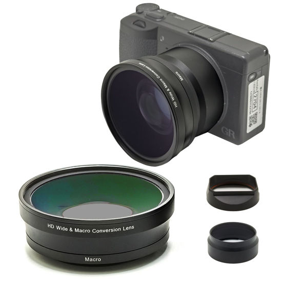 Picture of FotoZ Conversion Lens for Ricoh GR IIIX & GR IIIX HDF, 49mm 0.75x Wide Angle & Macro 2 in 1 Lens with Lens Hood, Lens & Filter Adapter