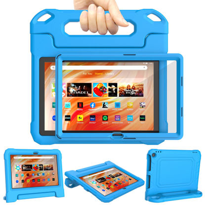 Picture of Fire HD 10 & Fire HD 10 Plus Tablet Case for Kids (13th/11th Generation, 2023/2021 Release), DJ&RPPQ Lightweight Shockproof Case Built-in Screen Protector with Handle Stand, Not fit iPad Samsung- Blue