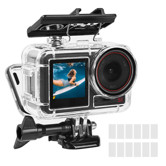 Picture of OKFUN 50M/164FT Waterproof Housing Case Compatible for DJI Osmo Action 5 Pro Action4 Action3 Diving Protection Underwater Dive Cover Protective Shell with Bracket Accessories