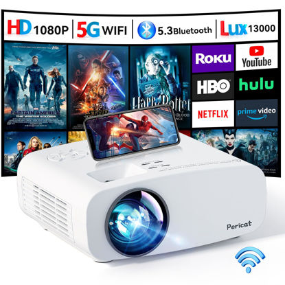 Picture of Projector with WiFi and Bluetooth, Pericat 13000L 4K Supported Native 1080P Projector, Portable Movie Outdoor Projector for Home Theater, Mini Projector Compatible w/ PC, HDMI, USB, TV Stick, PS5