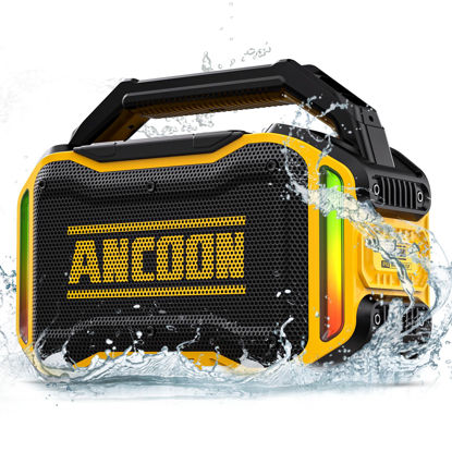 Picture of ANCOON Speakers Bluetooth Wireless: 80W(Peak) Loud Speaker with Bass, 20H Playtime, IPX6 Waterproof, Large Jobsite Speakers for Work, Outdoor, Workshop, Garage, Portable Speaker with Subwoofer&TWS