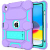 Picture of CCMAO for iPad 10th Generation Case 10.9 Inch 2022, iPad 10 Case with Kickstand & Pencil Holder, Heavy Duty Shockproof Hybrid Three Layer Protective Cover for Girls Women, Purple+Green