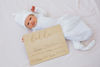 Picture of Pearhead Baby Welcome Sign, Gender-Neutral Hello Baby Arrival Photo Prop, Hospital Birth Announcement, Newborn Birth Stats Board Photo Prop, 8.25" x 11", Wood
