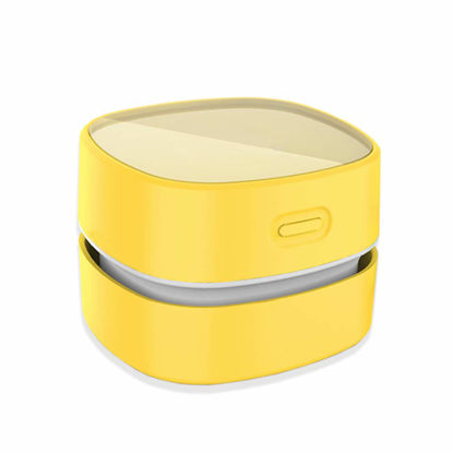 Picture of ODISTAR Desktop Vacuum Cleaner, Mini Table dust Sweeper Energy Saving,High Endurance up to 120 mins, Cordless&360º Rotatable Design for Cleaning Hairs,Crumbs,Computer Keyboard,Piano,car(Yellow)