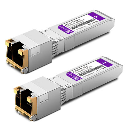 Picture of XZSNET 10GBASE-T SFP+ Transceiver, SFP+ to RJ45, 10G Copper SFP+ to Ethernet Module Compatible with Cisco SFP-10G-T-S, Ubiquiti UniFi UF-RJ45-10G, Mikrotik, Meraki, Netgear, D-Link and More, 2 Pack