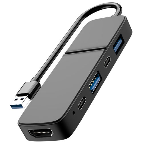 Picture of USB to HDMI Adapter, Eanetf Dual USB C USB A 3.0 Hub: 5 Ports with 2* USB-C and 2* USB-A and 1* HDMI Extend for TV,DVD Player,Projector,Monitor,Laptop,PS4,Flash Drive, HDD,Xbox, Printer etc - 5 in 1
