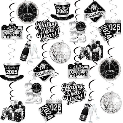 Picture of New Years Eve Party Supplies 2025 Silver Hanging Swirls, 40Pcs New Year Hanging Swirls New Years Silver Decorations 2025 Celing Swirls New Years Hanging Decorations for Silver New Years Decorations