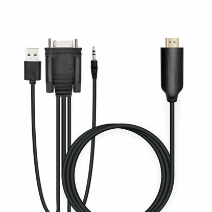 Picture of HDSUNWSTD 1.8m Male VGA to Male HDMI Converter Adapter cablewith 1080P HD Video Converter Cord with 3.5mm Audio Cable & USB Power Cable for Old PC to New TV/Monitor/Projector