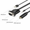 Picture of HDSUNWSTD 1.8m Male VGA to Male HDMI Converter Adapter cablewith 1080P HD Video Converter Cord with 3.5mm Audio Cable & USB Power Cable for Old PC to New TV/Monitor/Projector