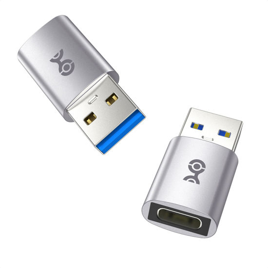 Picture of Cable Matters 2-Pack, 10Gbps USB to USB C Adapter for Fast Charging & High-Speed Data Transferring, Reversible USB-C Port, USB C to USB Adapter (Female to Male) for iPhone 16/15, iPad Pro, Galaxy S23