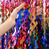 Picture of 3 Pack Colorful Foil Fringe Curtain Backdrop - 6.6 x 3.3 ft Wavy Rainbow Tinsel Backdrop Curtain Metallic Streamers Iridescent Holiday Photo Booth Party Decorations