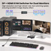 Picture of 8K@60Hz 4K@120Hz HDMI + Displayport KVM Switch 2 Monitors 2 Computers, USB 3.0 Dual Monitor HDMI + DP KVM Switch for 2 PCs Share 2 Monitors and 4 USB 3.0 for Keyboard, Mouse, Printer and More