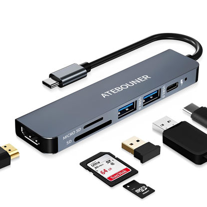 Picture of MacBook USB Adapter usbc hub MacBook hdmi Adapter USB-c HUB USB C Docking Station usbc with 4K HDMI Dongle usbc Adapter hub SD Card Reader USB c MacBook Adapter multiport Applicable mac hdmi Adapter