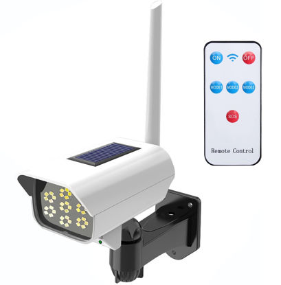 Picture of Solar Powered Fake Security Camera, Dummy Simulated CCTV Surveillance System with LED PIR Motion Sensor Detection Light for Indoor Outdoor Home, Office, Shop, Garage