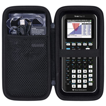Picture of co2CREA Hard Case Compatible with Texas Instruments TI-84 Plus CE/TI-84 Plus/TI-Nspire CX II CAS/TI-Nspire CX II/TI-83 Plus/TI-89 Titanium/TI-85 / TI-86 Color Graphing Calculator, Black