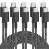 Picture of USB C Cable, 5Pack 6FT USB C to USB C Cable 60W(3A) Nylon Braided Type C Fast Charging Cord for iPhone 16/16 Plus/16 Pro Max/15/15 Plus/15 Pro Max,MacBook Pro, iPad Pro Air, Samsung S24/S24 Ultra/S23