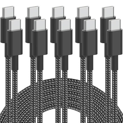 Picture of USB C Cable, 5Pack 6FT USB C to USB C Cable 60W(3A) Nylon Braided Type C Fast Charging Cord for iPhone 16/16 Plus/16 Pro Max/15/15 Plus/15 Pro Max,MacBook Pro, iPad Pro Air, Samsung S24/S24 Ultra/S23