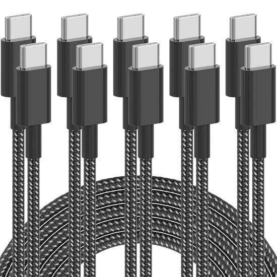 Picture of USB C Cable, 5Pack 6FT USB C to USB C Cable 60W(3A) Nylon Braided Type C Fast Charging Cord for iPhone 16/16 Plus/16 Pro Max/15/15 Plus/15 Pro Max,MacBook Pro, iPad Pro Air, Samsung S24/S24 Ultra/S23