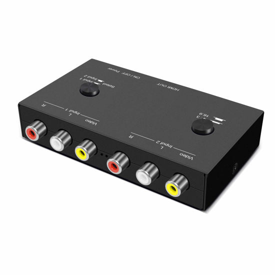 Picture of RuiPuo 2 Port AV to HDMI Converter, Dual RCAto HDMI Adapter, Composite to HDMI Adapter Support 16:9/4:3 Compatible with WII/N64/PS1/PS2/PS3/VHS/VCR/DVD Players etc(2 AV in 1 HDMI Out)