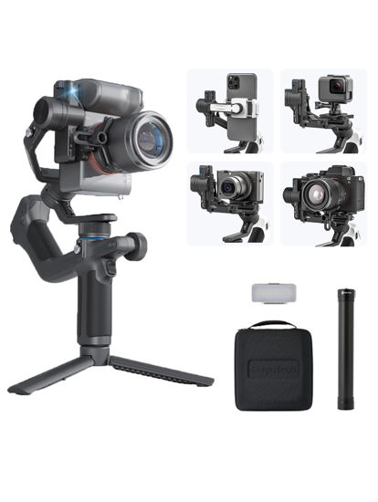 Picture of FeiyuTech SCORP Mini-2 Combo:Portable Bag+11''Carbon Fiber Pole+Fill Light,All in One 3-Axis Camera Stabilizer,Built-in AI Tracker Handheld Gimbal for Mirrorless Camera,GoPro,Smartphone (Black)