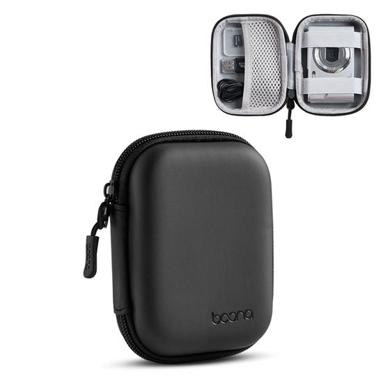 Picture of Linpr Digital Camera Case Compatible with CAMKORY/for KODAK PIXPRO/for Lecran/for VAHOIALD/for Canon IXUS 285 HS, Small Travel Cameras Storage Holder for Accessories SD Card (Black-PU)