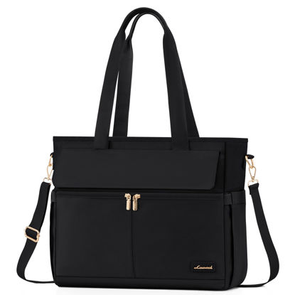 Picture of LOVEVOOK Work Bags for Women 15.6 Inch Work Tote Bags with Laptop Compartment Large Capability Laptop Purse Professional Teacher Tote Bag Casual Computer Briefcase for Office Travel Nurse, Black