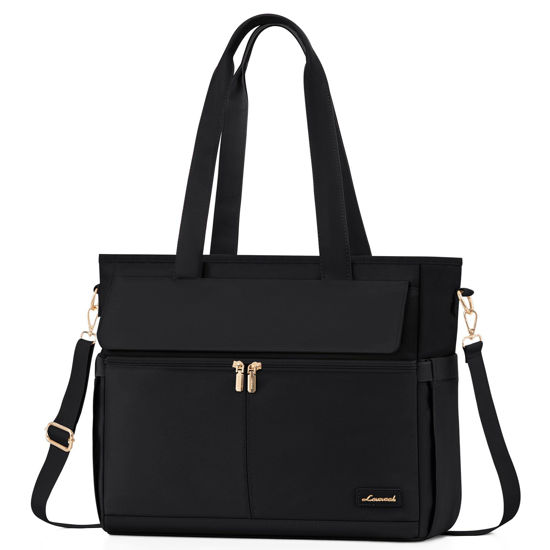 Picture of LOVEVOOK Work Bags for Women 15.6 Inch Work Tote Bags with Laptop Compartment Large Capability Laptop Purse Professional Teacher Tote Bag Casual Computer Briefcase for Office Travel Nurse, Black