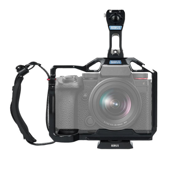 Picture of SIRUI S5II S5IIX G9 II Camera Cage with Top Handle, Full Cage for Panasonic LUMIX S5II S5IIX G9 II with Built-in Plate for Arca, NATO Rail, Cold Shoe, Multi Threads, Wrist Strap