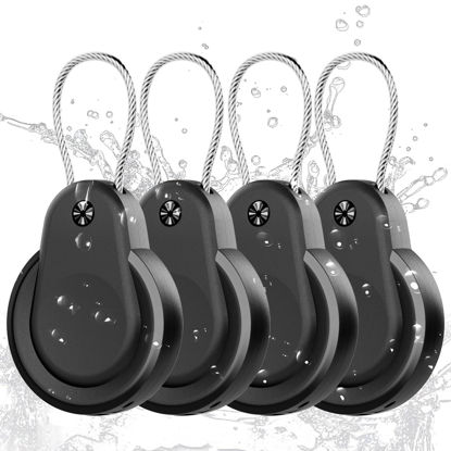 Picture of Waterproof AirTag Holder - 4 Pack Lock Case with Keychain for Apple AirTags, AirTag Keyring with Wire Cable, Durable & Lightweight AirTag Cover for Keys, Kids, Luggage, Backpacks, Pet Collar, Black