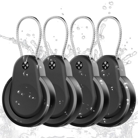 Picture of Waterproof AirTag Holder - 4 Pack Lock Case with Keychain for Apple AirTags, AirTag Keyring with Wire Cable, Durable & Lightweight AirTag Cover for Keys, Kids, Luggage, Backpacks, Pet Collar, Black