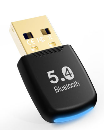 Picture of Bluetooth Adapter for PC, RENGOGA 5.4 Bluetooth Dongle 20M Range USB Bluetooth Adapter for PC, Plug and Play Bluetooth USB Dongle Free Diver for Laptop Headphones Keyboard Mouse Windows 11/10/8.1