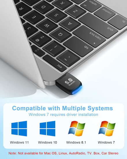 NEUTYPECHIC Bluetooth 5.4 Adapter – USB Dongle Voor Pc/laptop, Plug & Play, 20m Bereik, 7 Apparaten Tegelijk, Voor Windows 8.1/10/11