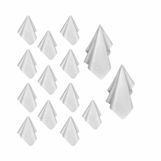 Picture of Premium Microfiber Cleaning Cloth - Extra Soft Suede Like Lint Free Cloths for Eyeglasses & Glass, Compatible with iPad, iPhone, Phone, Tablet, MacBook, Screen, Camera Lens (12 Small - 2 Large, Grey)