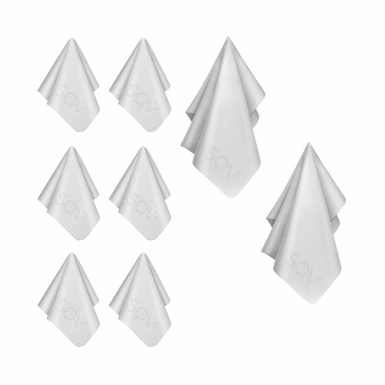 Picture of Premium Microfiber Cleaning Cloth 6x6 & 12x12 - Extra Soft Suede Feel Lint Free Cloths for Eyeglasses & Glass - Compatible with iPad, iPhone, Tablet, TV, LCD, Camera Lens (6 Small - 2 Large, Grey)