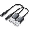 Picture of 2-Pack USB to 3.5mm Jack Audio Adapter, USB to Audio Jack Adapter Headset, USB-A to 3.5mm TRRS Mic Female, External Stereo Sound Card for Headphone, Laptop, Desktops, Mac, PS4, PS5, PC