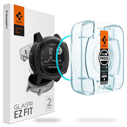 Picture of Spigen Tempered Glass Screen Protector [GlasTR EZ FIT] designed for Garmin Instinct 2 (45mm) / Instinct 2 Solar (45mm) - 2pack
