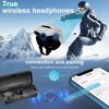 Picture of OBEST Motorcycle Bluetooth Headset with Charging Case, Helmet Bluetooth Speaker with Microphones & LED Display, 1900mAh Battery with 50Hours Work Time Wireless Headsets for Skiing and Riding