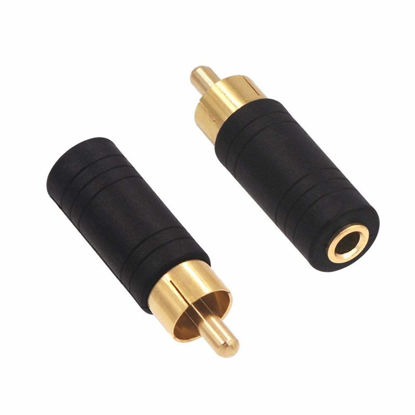 Picture of VCE 2-Pack Gold Plated 3.5mm 1/8 inch Female Mono Jack to RCA Male Adapter