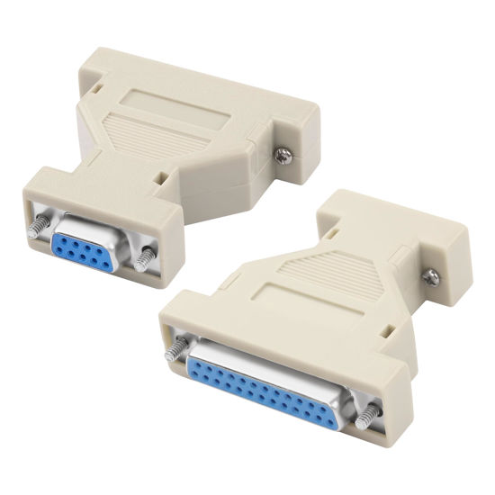 Picture of MEIRIYFA DB9 to DB25 Serial Coupler Adapter,DB9 Female to DB25 Female RS-232 Serial Gender Changer at Modem Adapter Connetor for PC Serial Devices -2PCS (DB9 Female to DB25 Female)