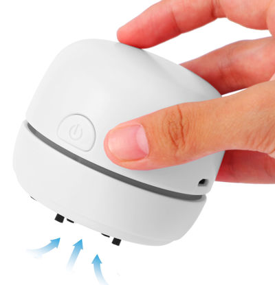 Picture of GSHLGAO Desktop Vacuum Cleaner USB Charging with Vacuum Nozzle Cleaning Brush, cuteofficedeskaccessories Detachable Design & Portable Mini Table Dust Vaccum Cleaner Crumbs,
