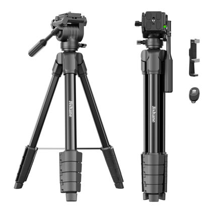 Picture of Jishane 61'' Camera Tripod Camera Stand for Canon Rebel Eos Nikon DSLR, Travel Tripods for Phone with Remote Black Max Load 11lb