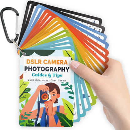 Picture of Photography Cheat Sheet Cards for Woman: Camera Quick Reference Card for Girl - Photography Guide for DSLR Cameras