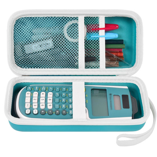 Picture of Case Compatible with Texas Instruments TI-30XS for MultiView Scientific Calculator, Storage Holder Carrying Organizer Bag with Mesh Pocket for Pens, Pencil, Batteries and Accessories (Box Only) -Green