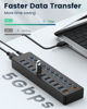 Picture of USB hub，Powered USB hub, 11-Port hub Splitter，10 USB 3.0 Data Transfer Port + 1 Smart Charging Port,Independent Switch (with LED Working Indicator) USB 3.0 Hub Powered with Power Adapter for Mac/PC