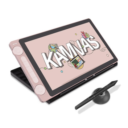 Picture of 2024 HUION Kamvas 13 (Gen 3) Drawing Tablet with Screen, 13.3" Full-laminated Art Tablet with Anti-sparkle Canvas Glass, 99% sRGB, PenTech 4.0, 16384 Pen Pressure, Dual Dial for PC, Mac, Android, Pink