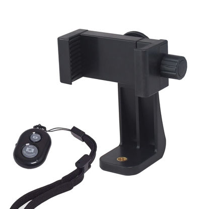 Picture of Ruittos Phone Tripod Mount Adapter with Smartphone Remote Controller, Phone Holder Clip Compatible with iPhone and Other Cell Phones